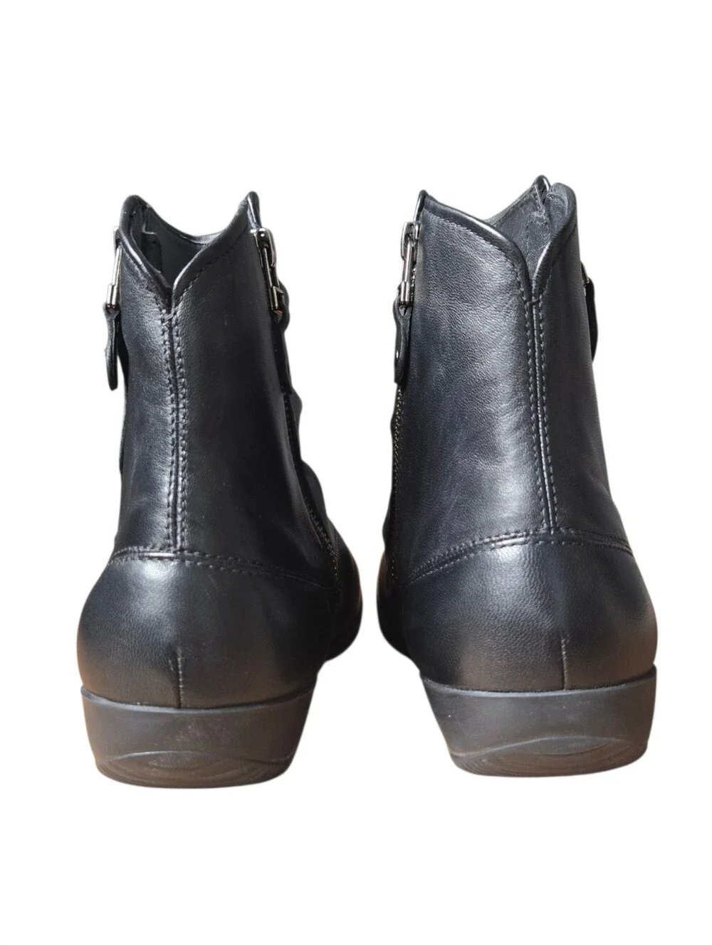 Josef Seibel Womens Black Leather Ruched Naly 24 Ankle Boots EU 40 (US 9-9.5)